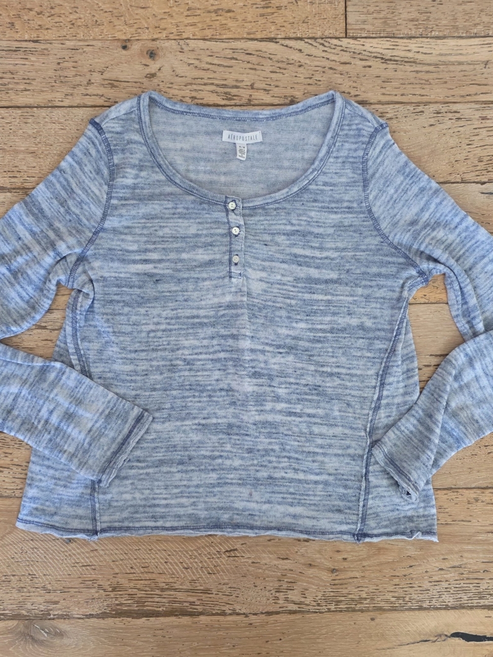 Aeropostale Henley Long-Sleeve A-line maled blue gray preppy grunge
